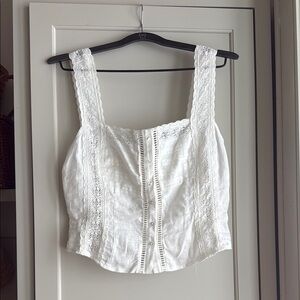 NWT Free People Linen White Lace Tank Top